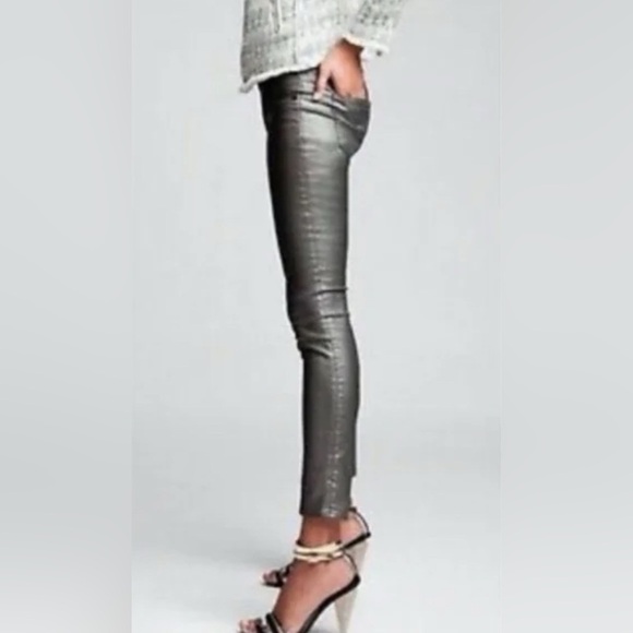 Rag & Bone Leggings Skinny Jeans Pewter Metallic - Picture 3 of 12